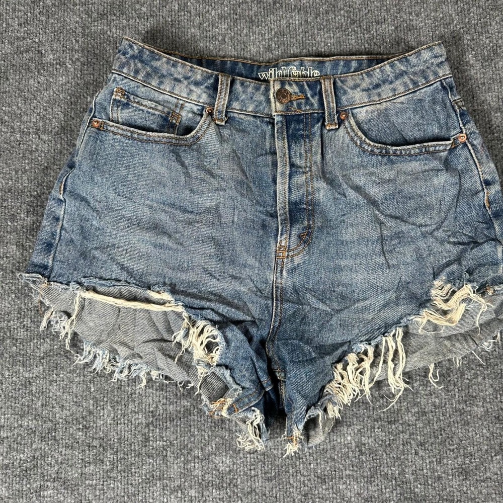 Wild Fable Denim Shorts Womens Size 4 Blue Cotton Distressed High Rise Cut Off
